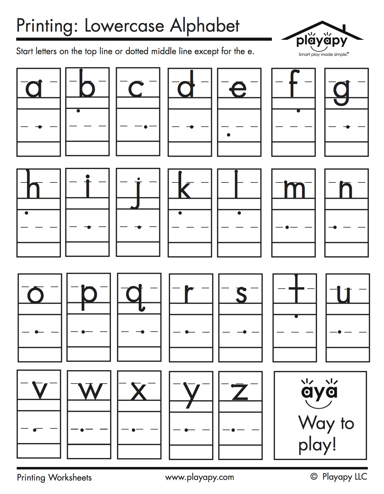 Printable Lower Case Letters Pdf Small Letter Tracing Lowercase Worksheet Birdhouse 